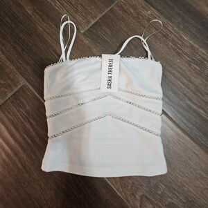 SASHA THERESE WHITE STRAPPY TANK TOP SZ XXS